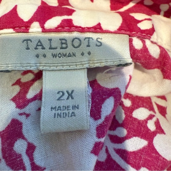 Talbots women’s long sleeve Floral Button-Up collared shirt Pink Size 2X - Picture 9 of 11